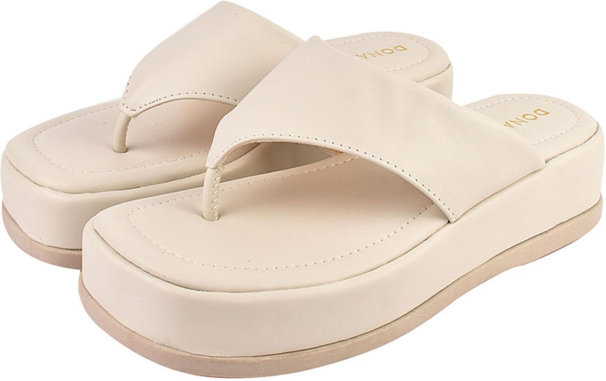 Sandália Plataforma Feminina Chinelo Donatella Shoes Macio Confortável Flatform Off White