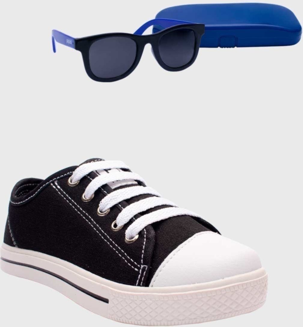 Imagem principal Infantil - Kit Tenis Popstar Preto e Oculos de Sol Azul Pópidí preto azul Pópidí preto azul