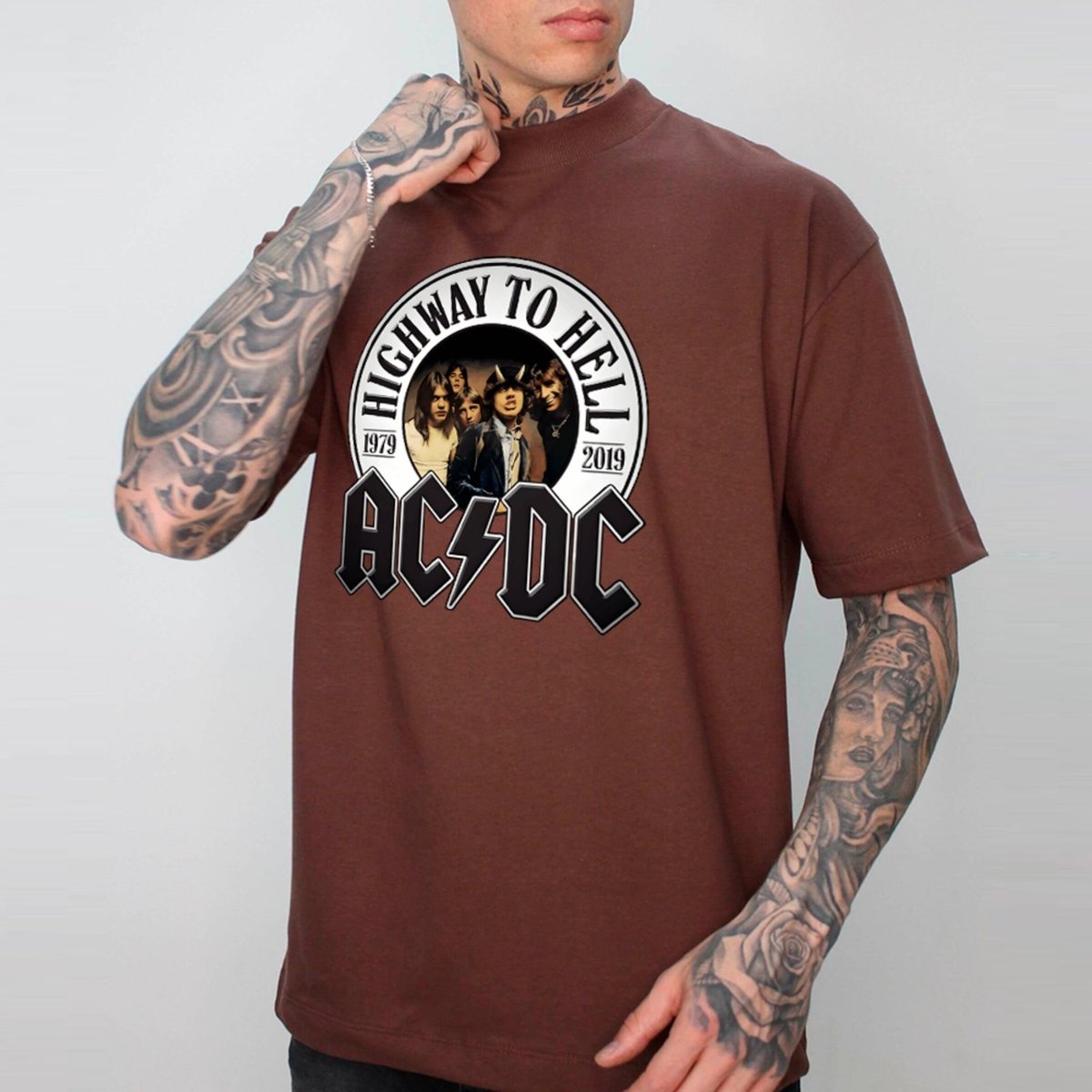 Imagem principal Camiseta Ousy Oversized AC DC Highway to Hell Vintage Rock Clássico Unissex branco ousy branco
