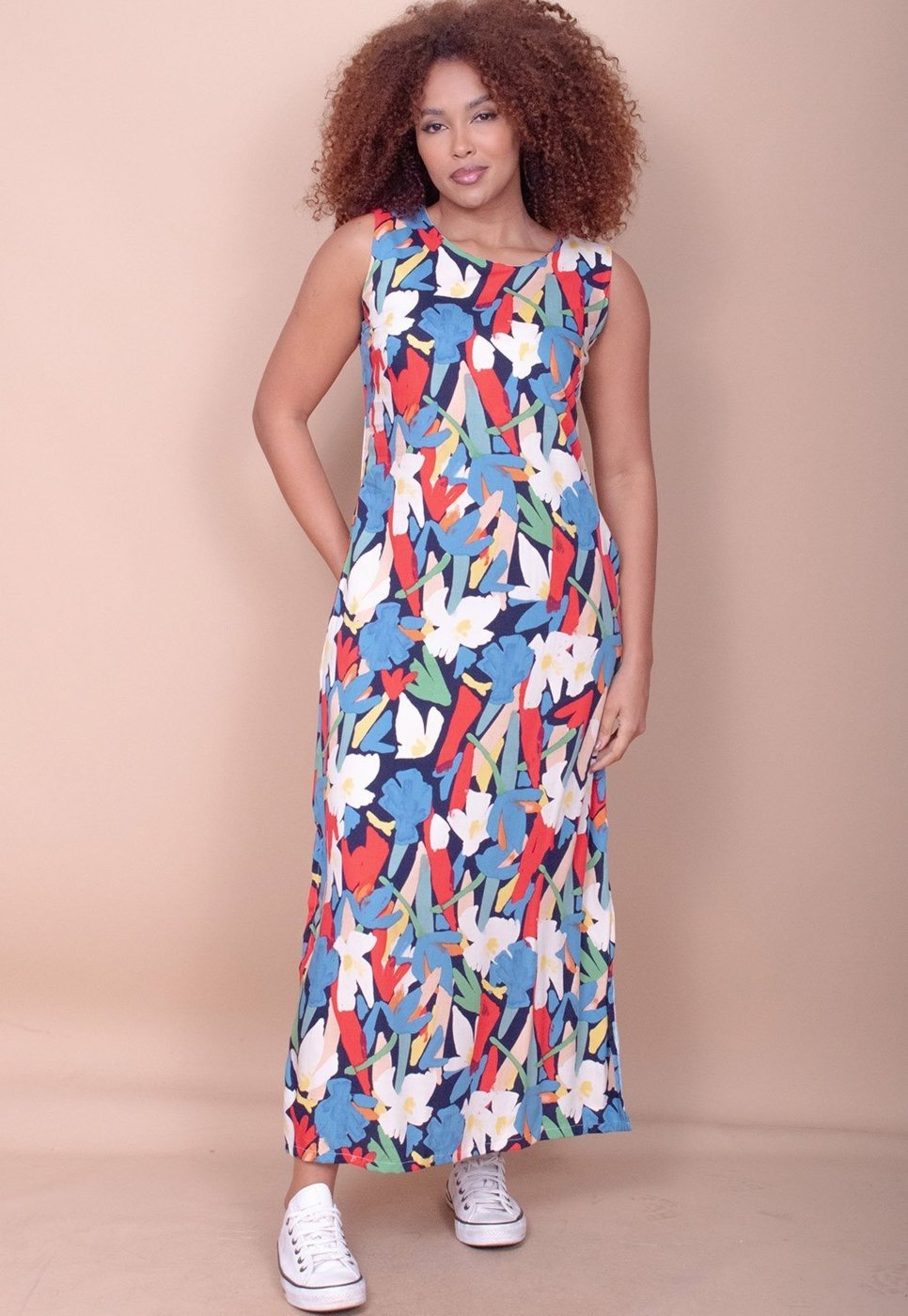 Vestido Longo Cabanafree Plano com Bolso Estampa Floresce