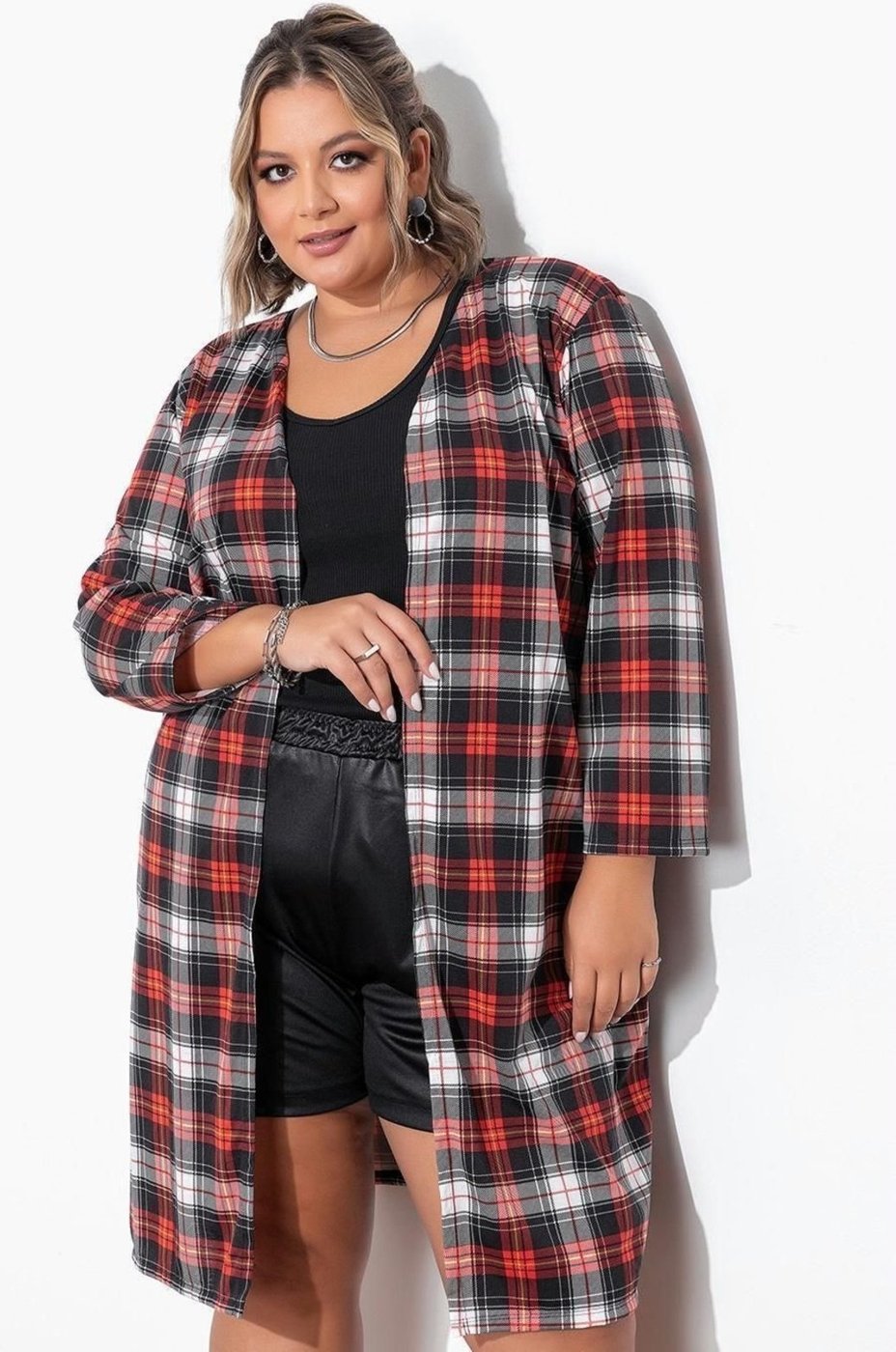 Imagem principal Cardigan Plus Size Xadrez Marguerite vermelho Marguerite vermelho