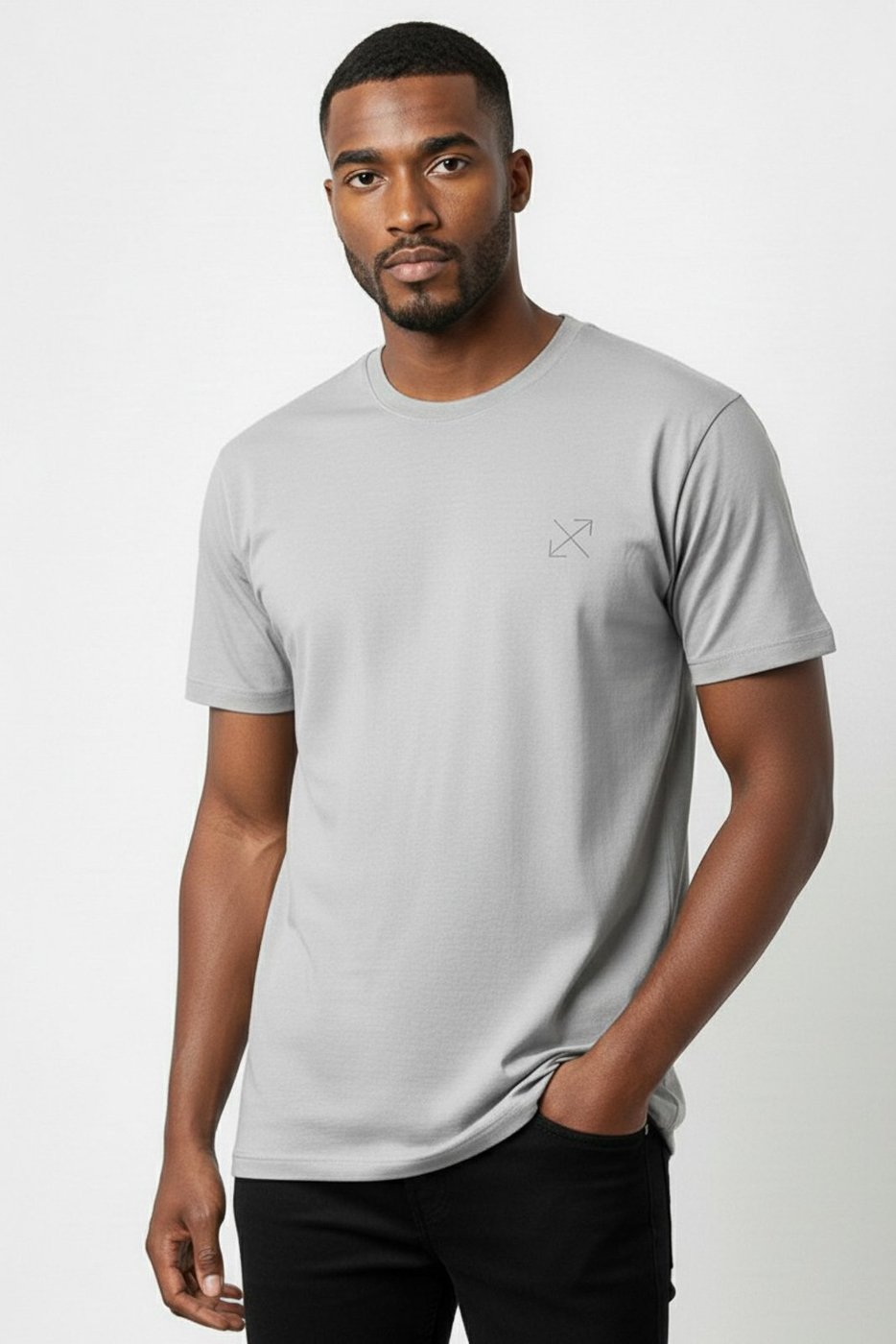 Imagem principal Camiseta Enluaze Lisa Masculina Reta Manga Curta Com Elastano 59016 - Cinza Claro Kloze preto Kloze preto