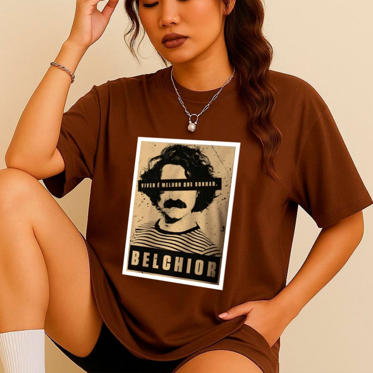 Imagem principal Camiseta Ousy Básica Belchior Frase Poética úsica Brasileira Unissex marrom ousy marrom