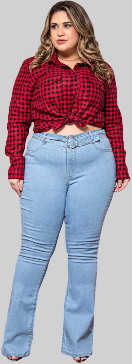 Camisa Jaqueta Feminina Sarja Cropped Over