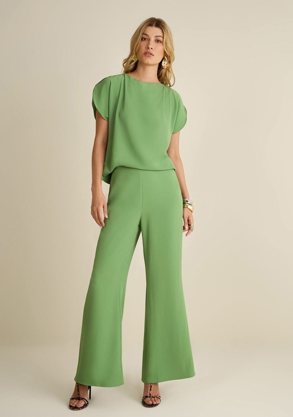 Calça Morena Rosa Flare Alta Verde