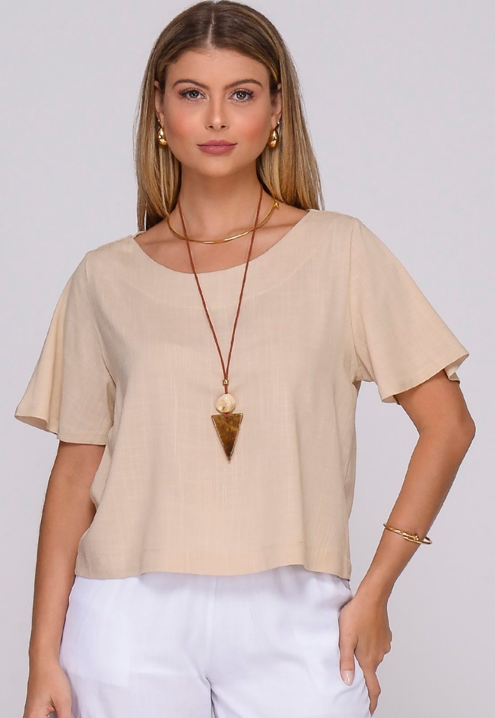 Imagem principal Blusa Viscose C B’Bonnie Leona BBonnie bege BBonnie bege