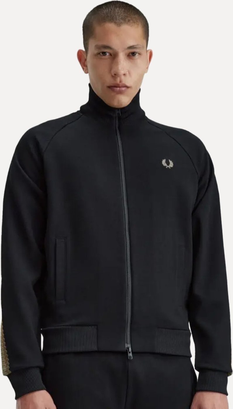 Jaqueta Fred Perry Masculina Crochet Taped Track Preta