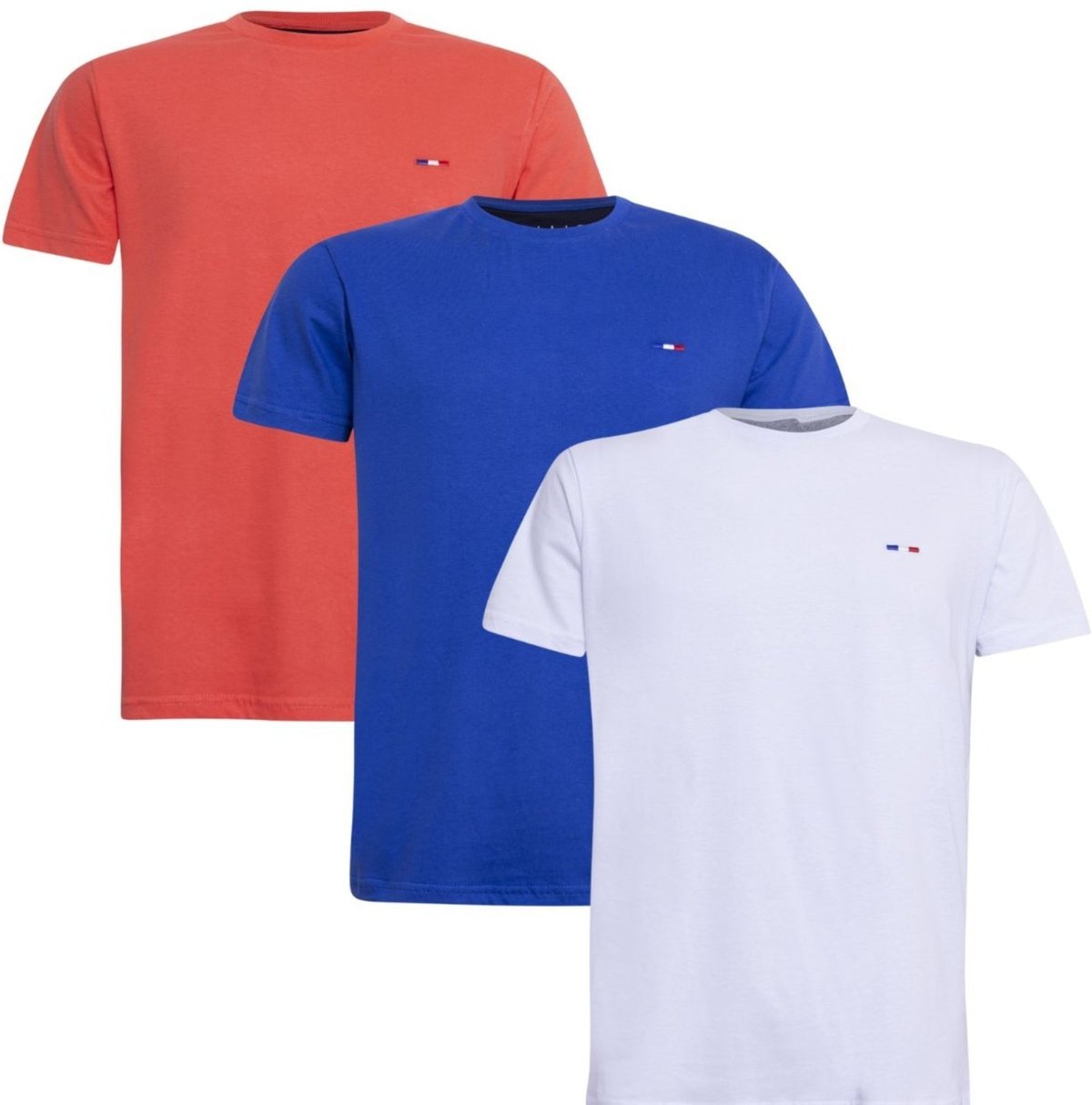 Imagem principal Kit 3 Peças Camisetas Básicas Masculina FMF Branco em Algodão Premium no Estilo Tommy Bordado França laranja royal FMF laranja royal