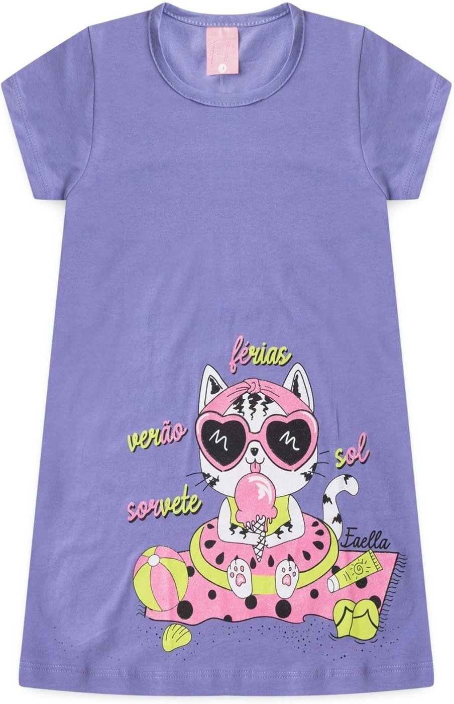 Imagem principal Infantil - Vestido Verão Feminino Gatinha de Oculos Mega - Lilás Mega Kids unico Mega Kids unico