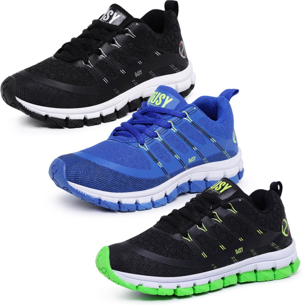 Imagem principal Infantil - Kit 3 Tênis Menino Ousy Shoes Casual Leve Conforto Esportivo Escola Passeio Lançamento Combo azul/branco/preto/verde OUSY SHOES azul/branco/preto/verde