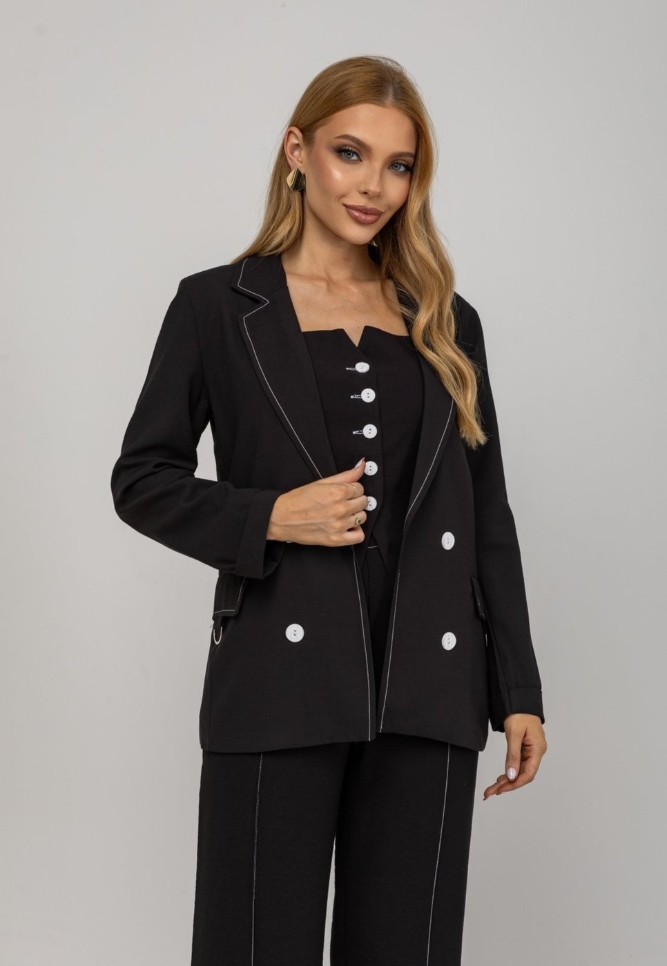 Blazer De Alfaiataria Com Costuras Contrastantes Salvatore