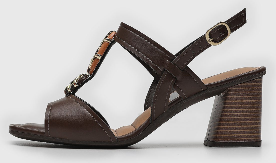 Sandália Feminina Dakota Detalhe Metal Salto Bloco