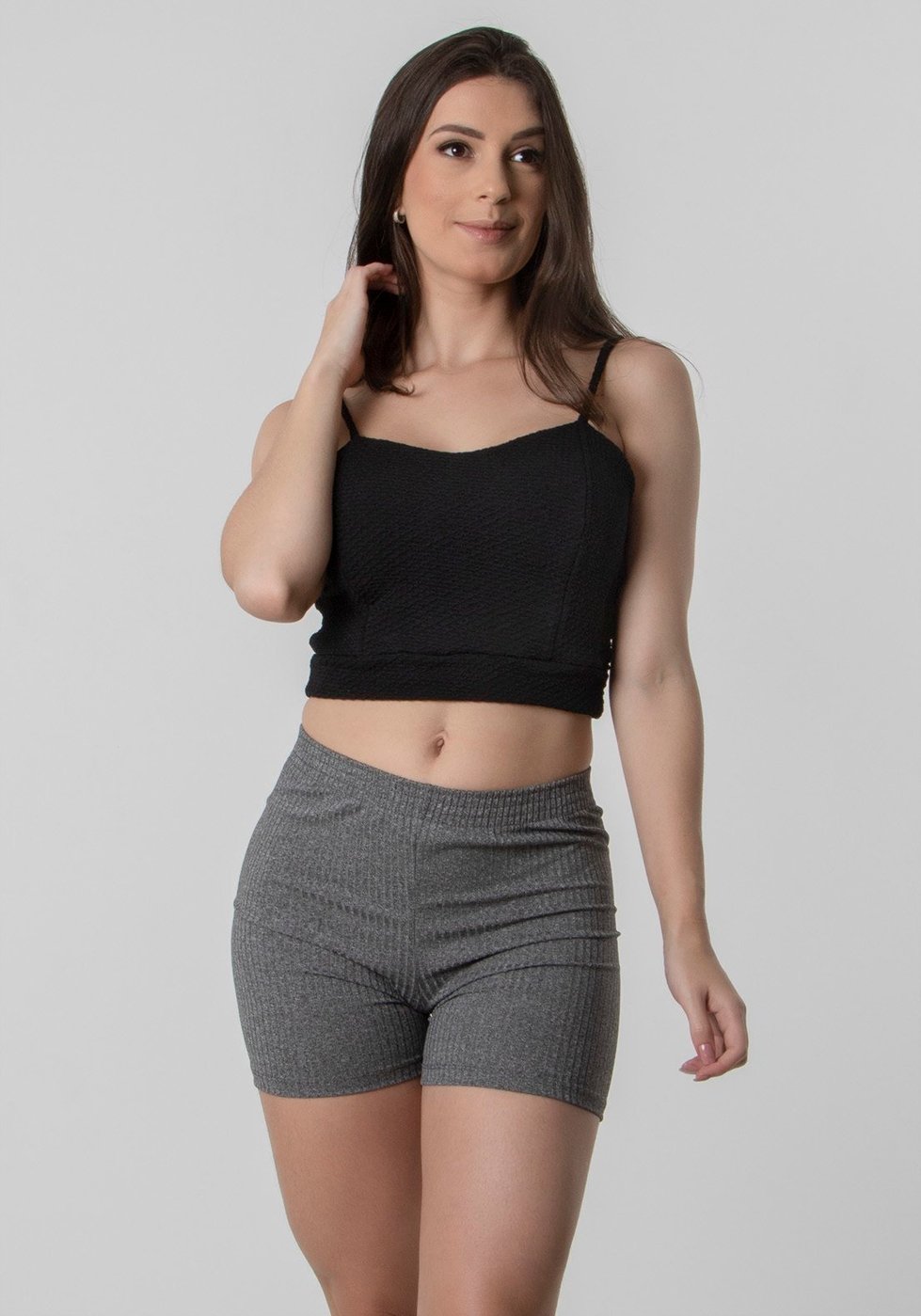 Imagem principal Cropped Rioutlet Recortado Alças Reguláveis Bolha preto Rioutlet preto