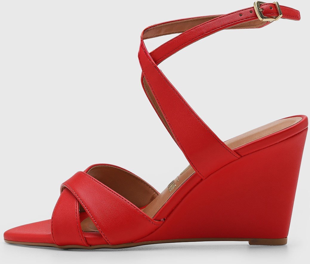 Imagem principal Sandália Feminina Vizzano Salto Anabela Tiras Cruzadas Vermelha vermelho VIZZANO vermelho