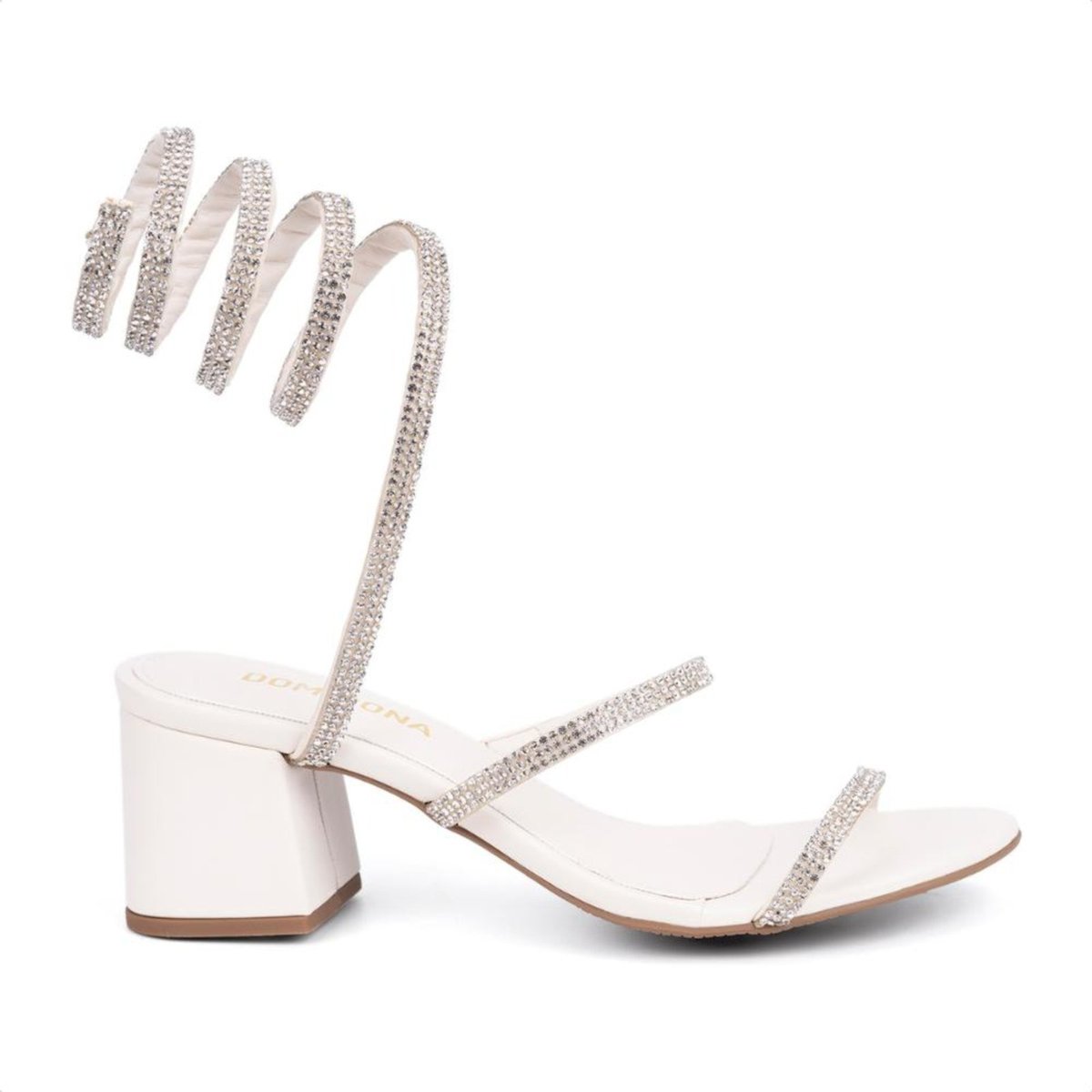 Imagem principal Sandália Feminina Salto Grosso Bloco Espiral Com Strass Moda Domidona dourado Domidona dourado