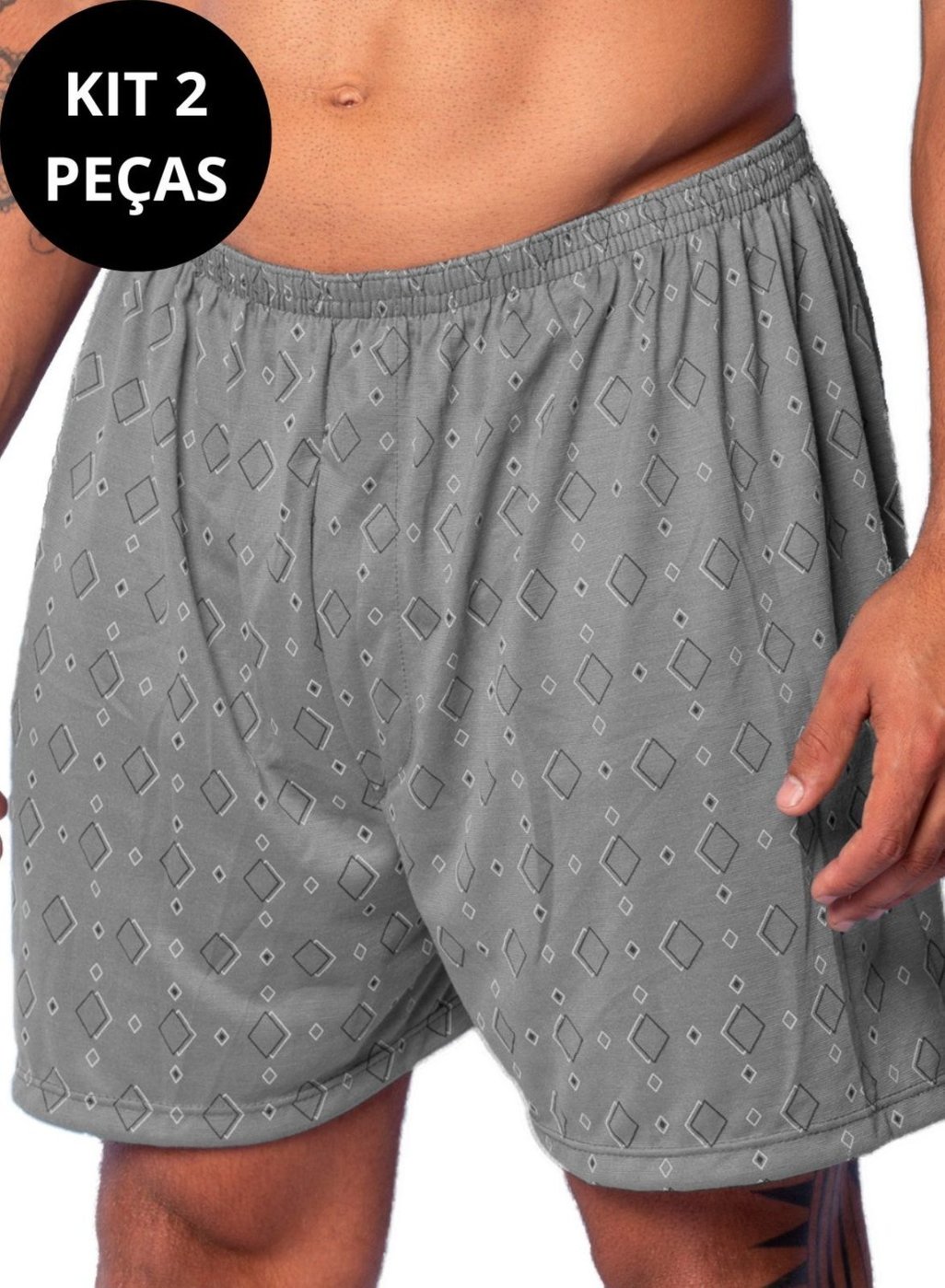 Imagem principal Kit 2 Samba Canção Gabi Lingerie Malha Elegante Cueca Confortável Calção Masculino multicolorido Gabi Lingerie multicolorido