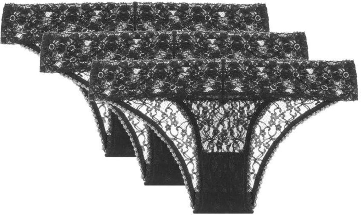 Imagem principal Kit 3 Calcinhas Biquíni Sweet Lace Preto Loungerie incolor Loungerie incolor