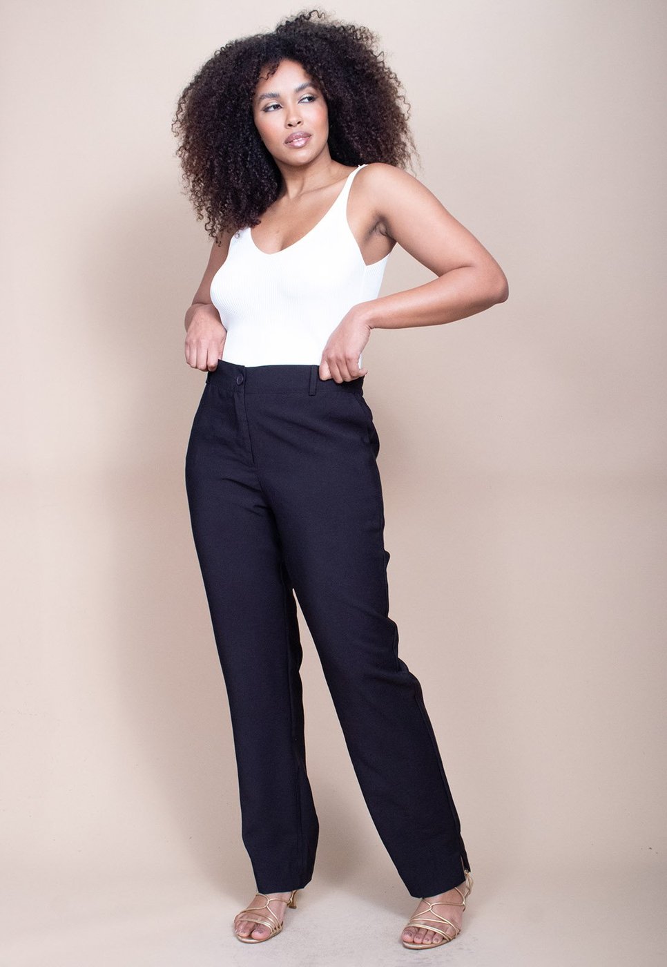 Calça Cabanafree Pantalona Linho com Viscose Preta