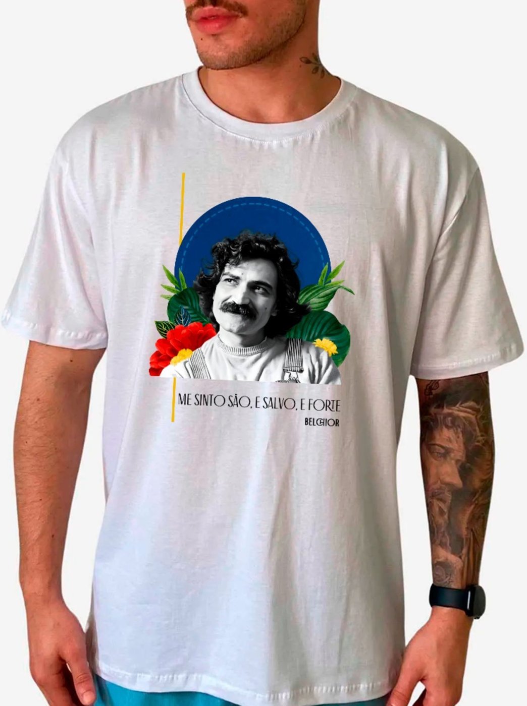 Imagem principal Camiseta Ousy Básica Belchior Estampa Poética Cultura Brasileira Unissex branco ousy branco