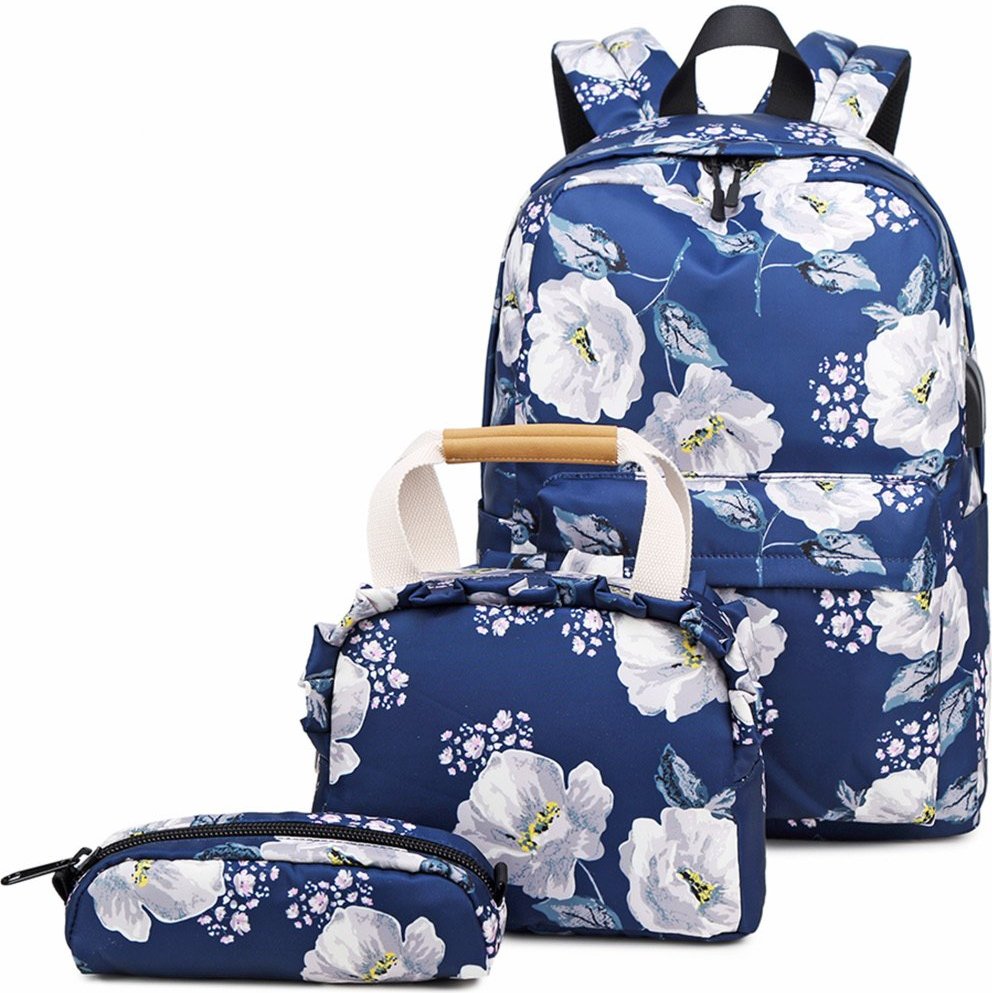 Mochila Guelph Feminina Lancheira Estojo Casual Notebook Estampa