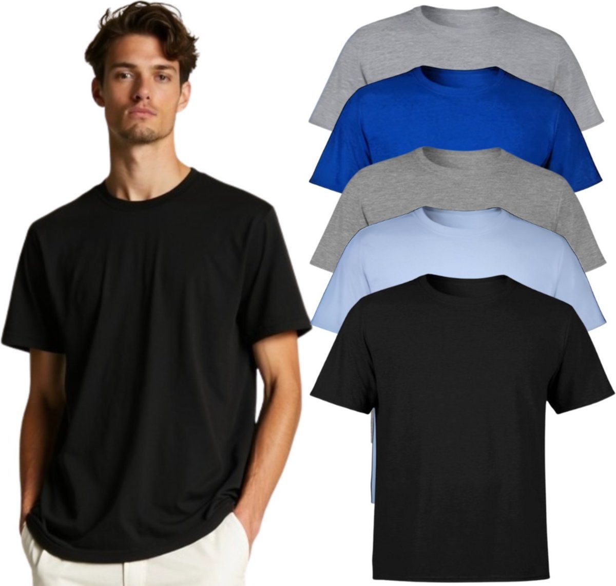 Kit 5 Camisetas Masculinas Algodão TH6 Básicas Lisas Premium