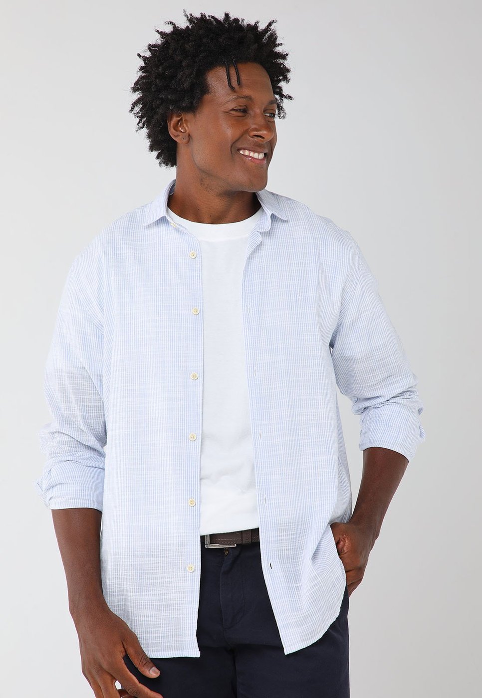 Imagem principal Camisa Masculina Aramis Manga Longa Listrada azul Aramis azul