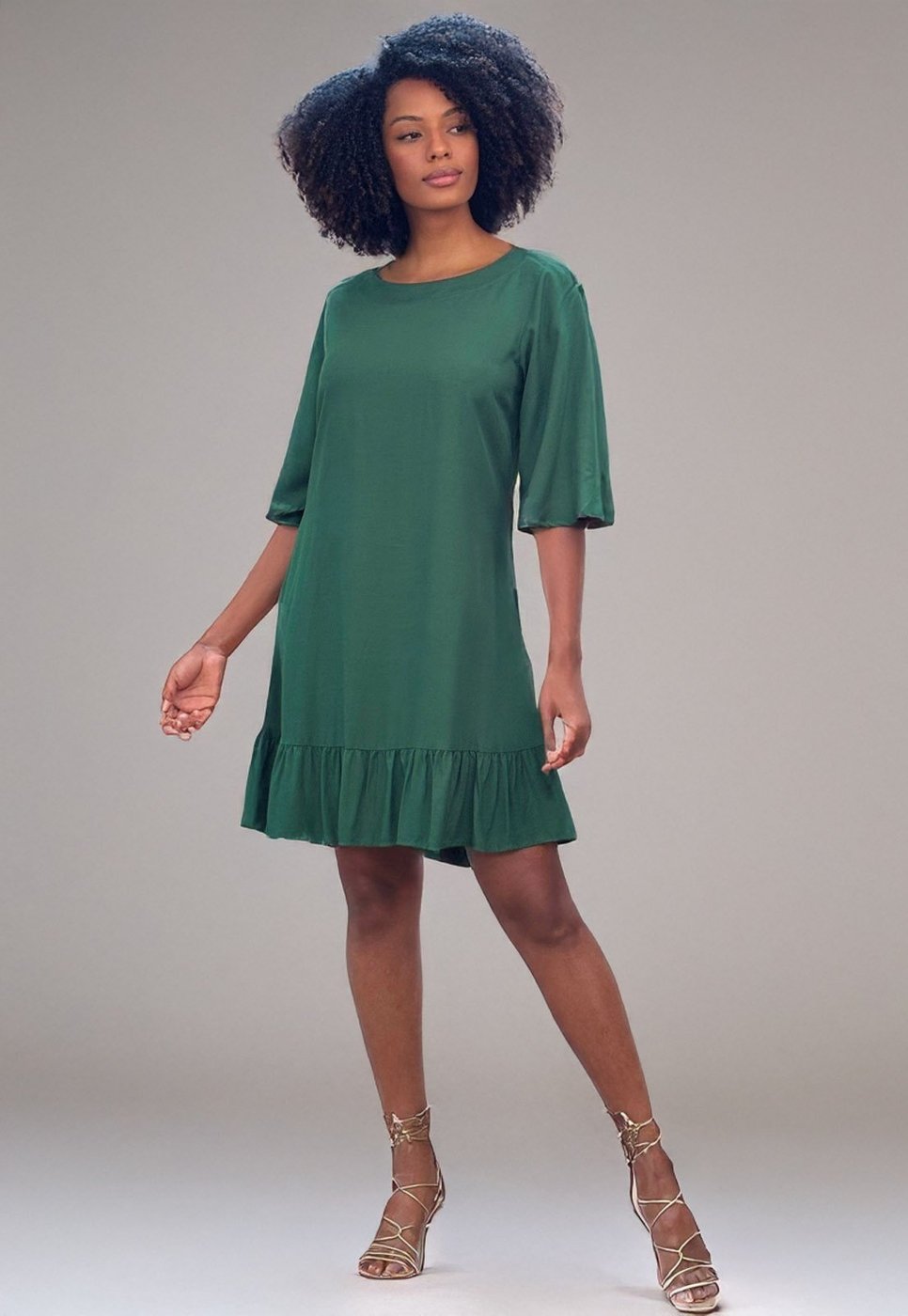 Vestido Amazonia Vital Curto Viscose Estampa Musgo