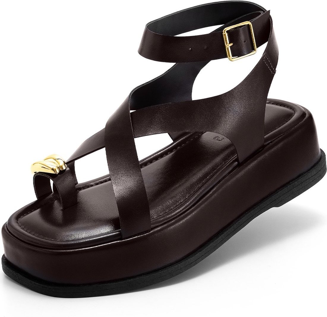 Imagem principal Sandália Feminina Lumiss Flatform Confortável Enfeite Metalizado Tiras caramelo LUMISS caramelo