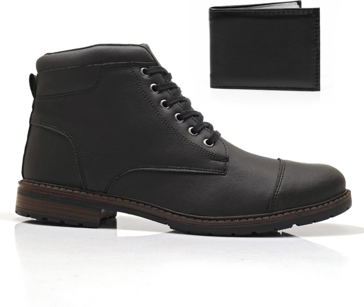 Imagem principal Kit Bota Coturno Com Carteira Masculina Épico Urbano Cadarço Dia a Dia Leve ÉPICO CALÇADOS preto ÉPICO CALÇADOS preto