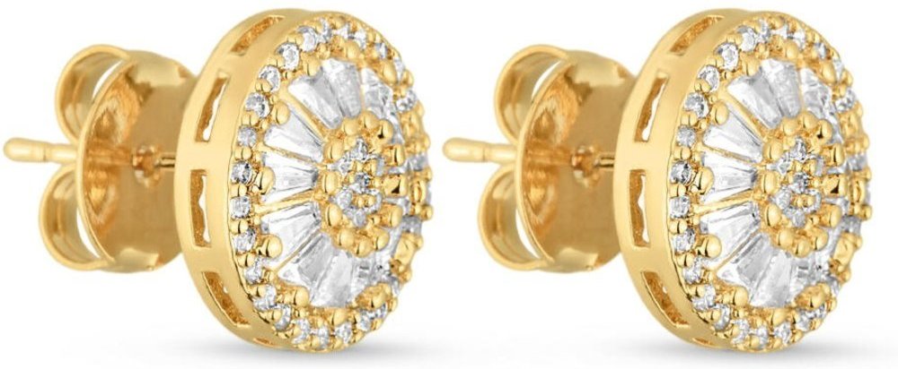 Brinco Semijoia Redondo Pizza Cravejado Com Zircônias Banhado A Ouro 18K Br