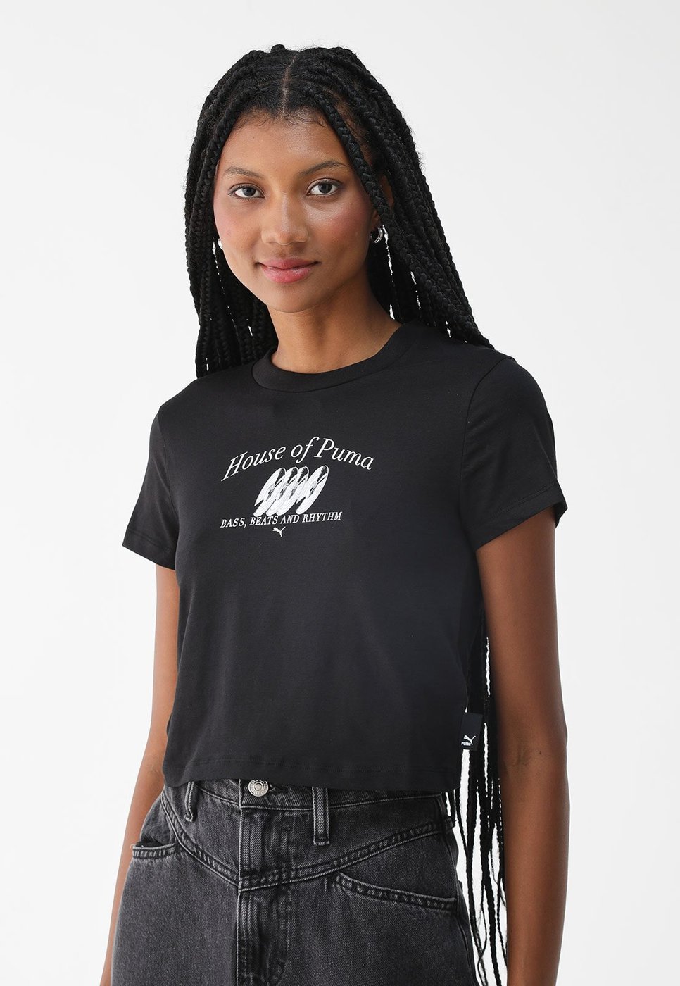 Imagem principal Camiseta Cropped Puma Reta Music Baby Preta preto Puma preto