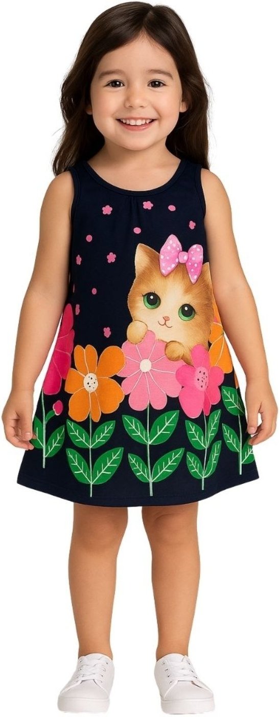 Imagem principal Infantil - Vestido Kyly Manga Curta Gatinho azul marinho Kyly azul marinho