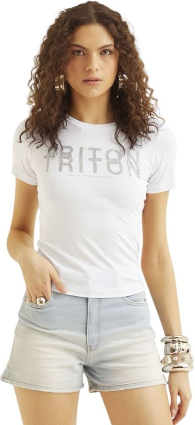 Imagem principal Camiseta Feminina Small Com Detalhe Frontal Triton branco Triton branco