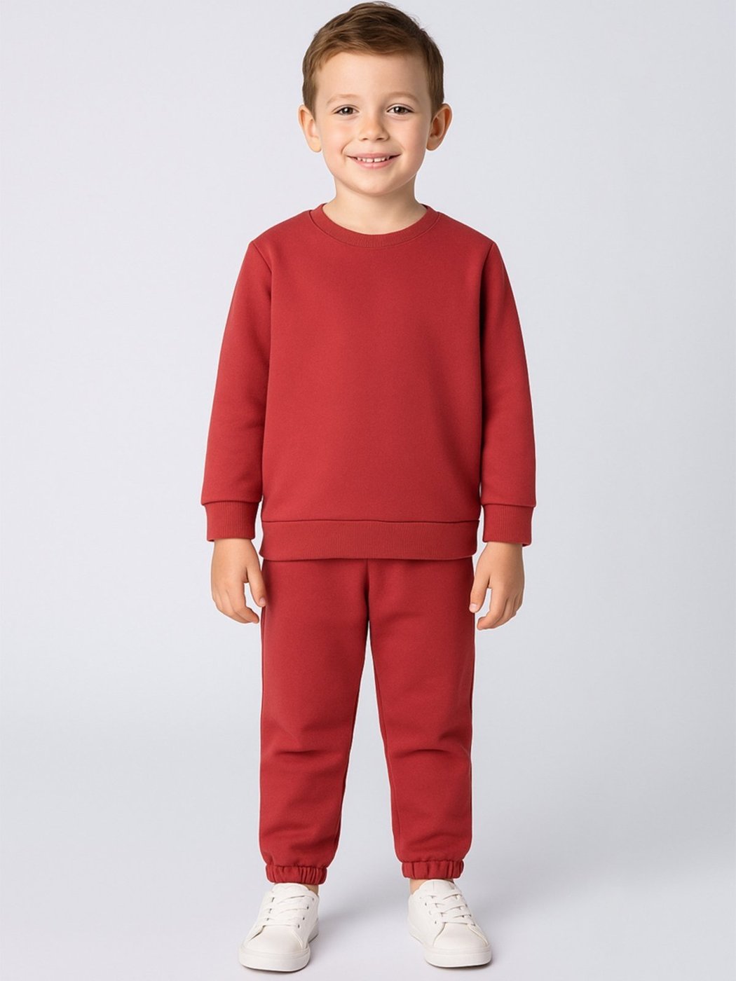 Imagem principal Infantil - Conjunto Bugbee Blusa Manga Longa e Calça Moletom Gola Redonda Liso Sem Estampa Menino vermelho Bugbee vermelho