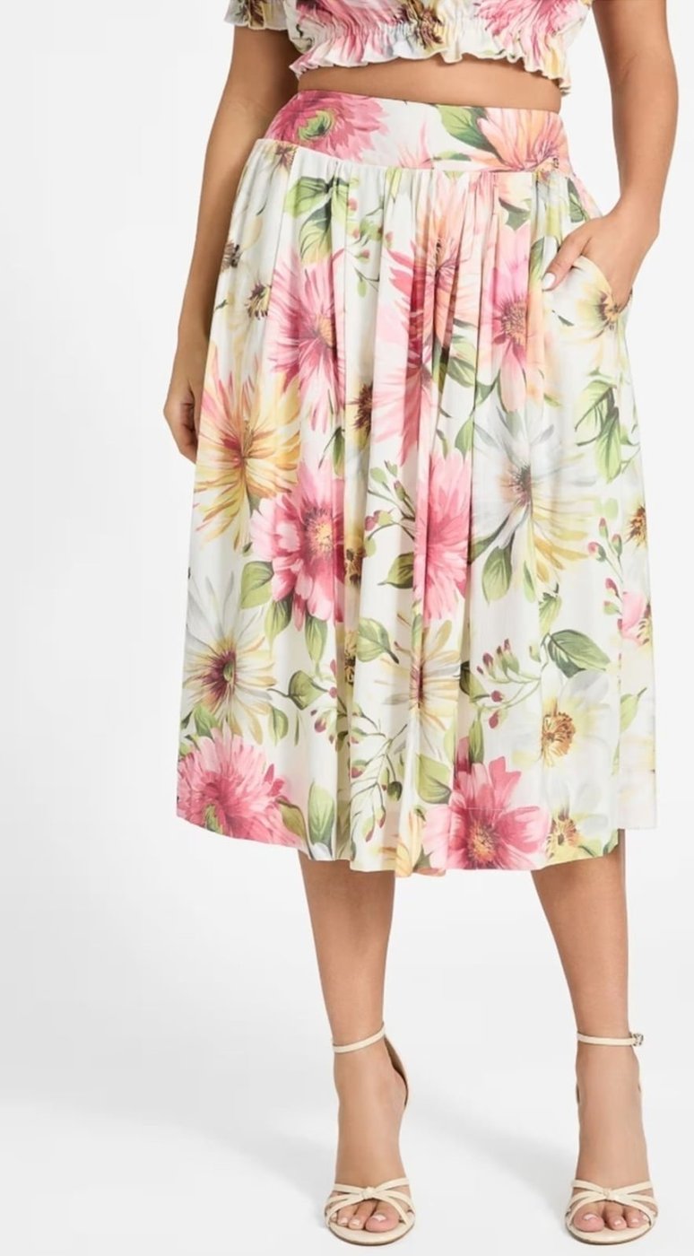 Saia Guess Midi Rodada Eco Floral
