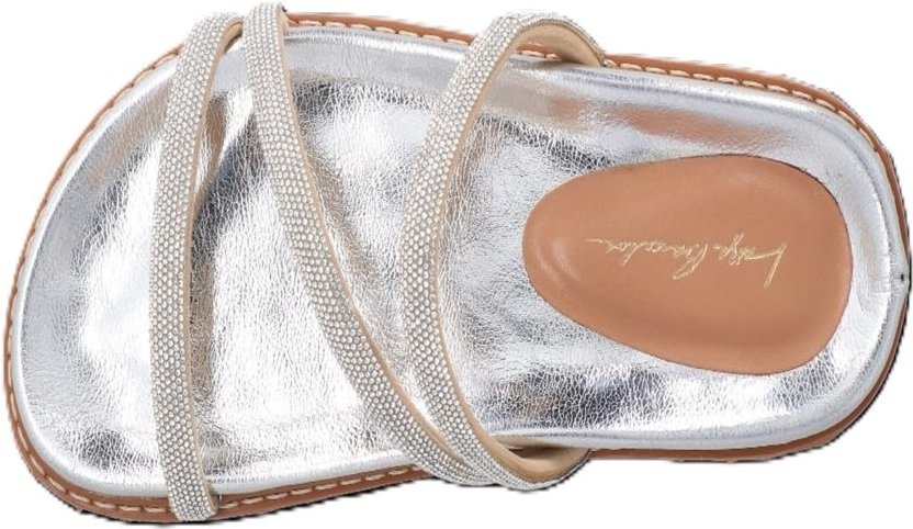 Imagem principal Papete Luiza Barcelos De Tiras Finas Em Couro Prateado Com Aplicação De Cristais prata Luiza Barcelos prata