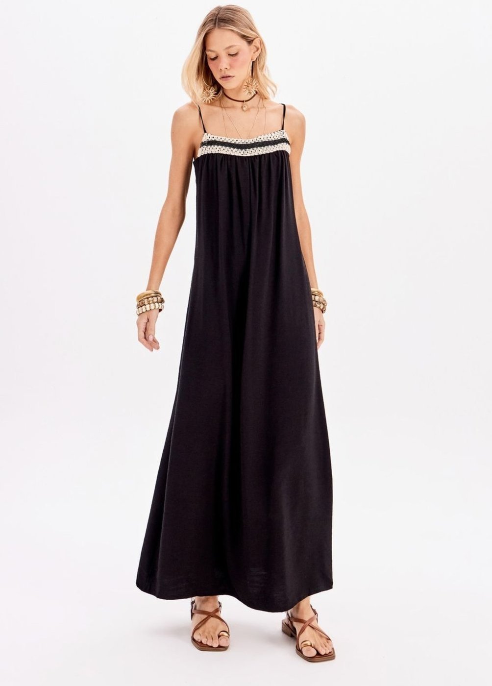 Vestido Super Midi Alfaiataria De Alças