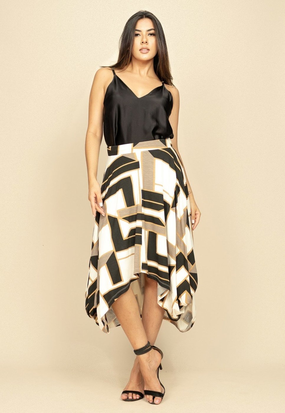 Saia Longa Malha Nó Hippie Chic Estampa Igaci