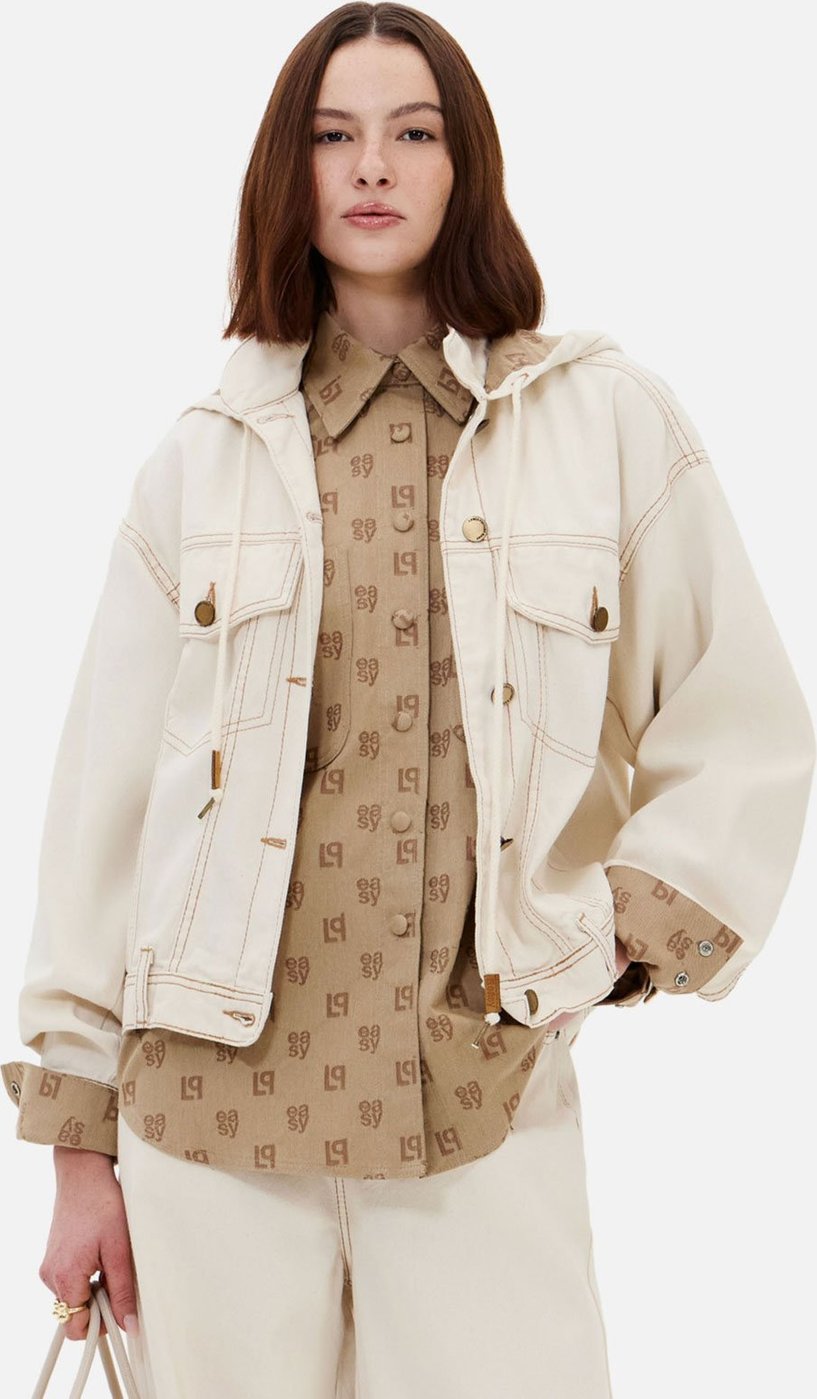 Jaqueta Feminina Lança Perfume Capuz Off-White