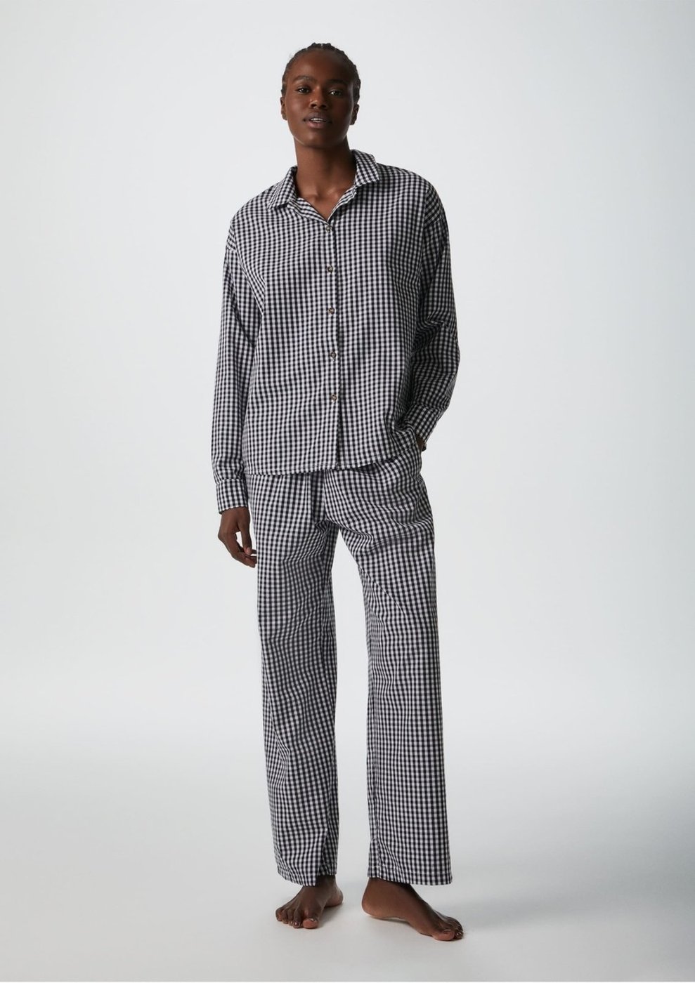 Pijama Longo Feminino Fio Tinto Xadrez Hering