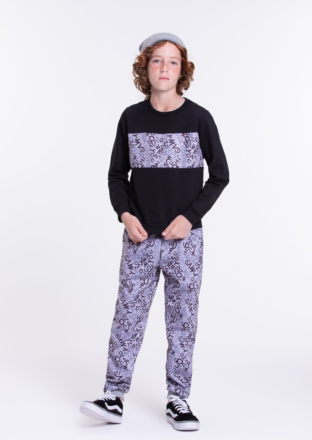 Imagem principal Infantil - Conjunto Moletom Maculino Recorte Letrinhas VIDA COSTEIRA preto VIDA COSTEIRA preto