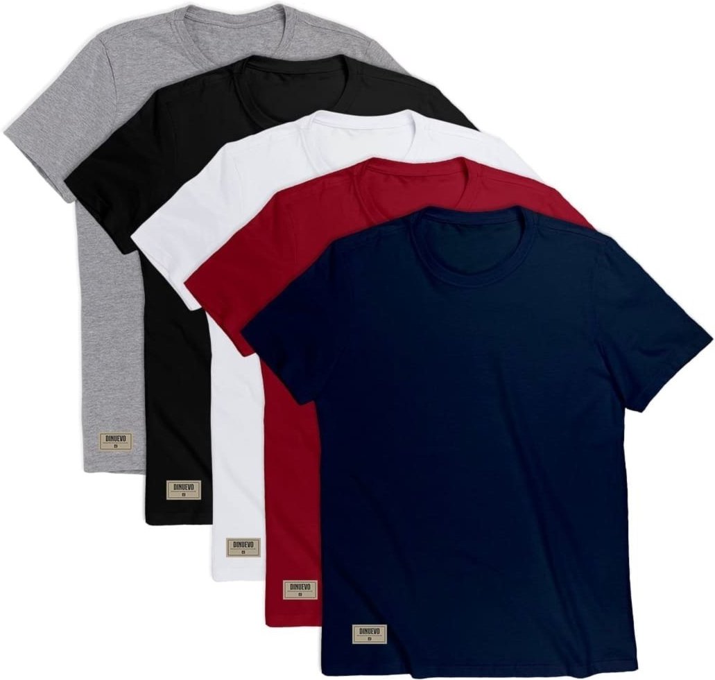 Kit 5 Camisetas Coloridas Basicas 100% Algodão 30.1 Di Nuevo Masculina