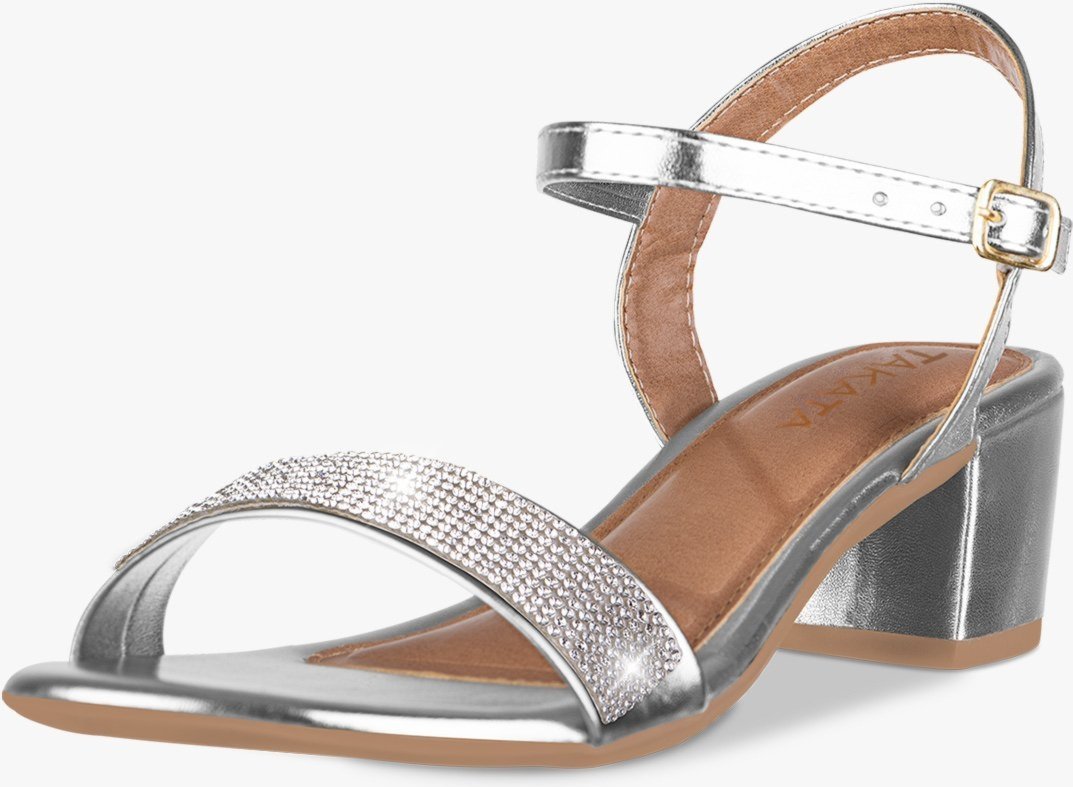 Imagem principal Sandália Feminina Salto Baixo Bloco Grosso Casual Confortável Metalizada Brilho Strass TAKATA BY RAFAEL TAKATA prata TAKATA BY RAFAEL TAKATA prata