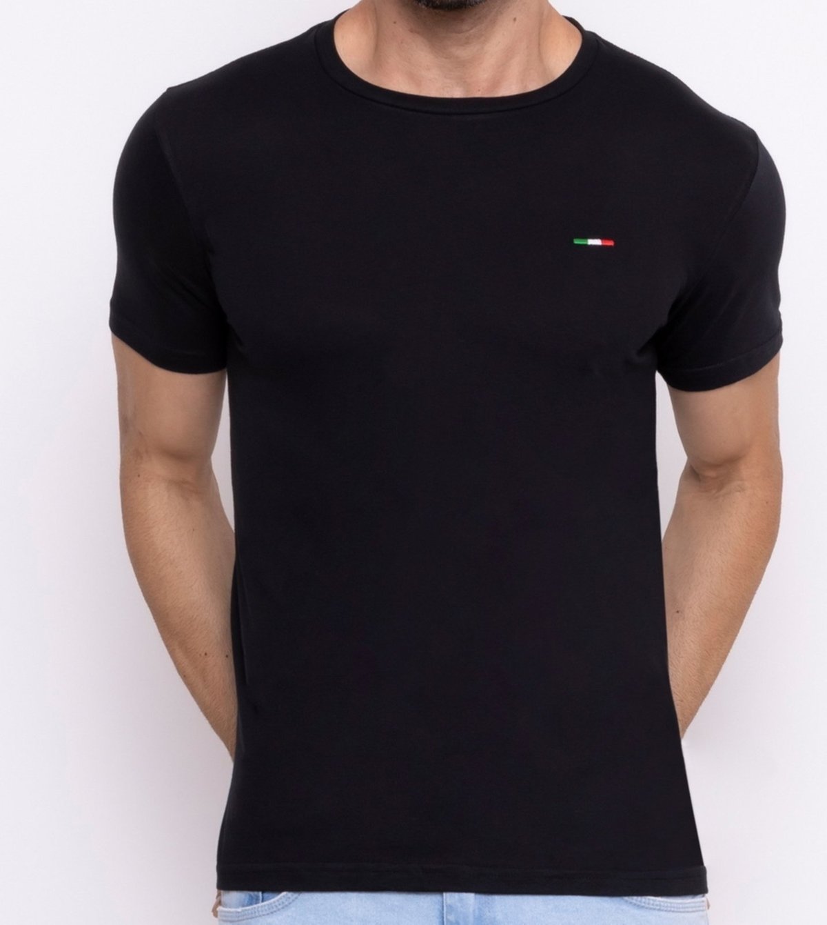 Imagem principal Camiseta Masculina Básica Vih Triny com Bordado no Estilo Tommy Algodão Premium Itália preto Vih Triny preto