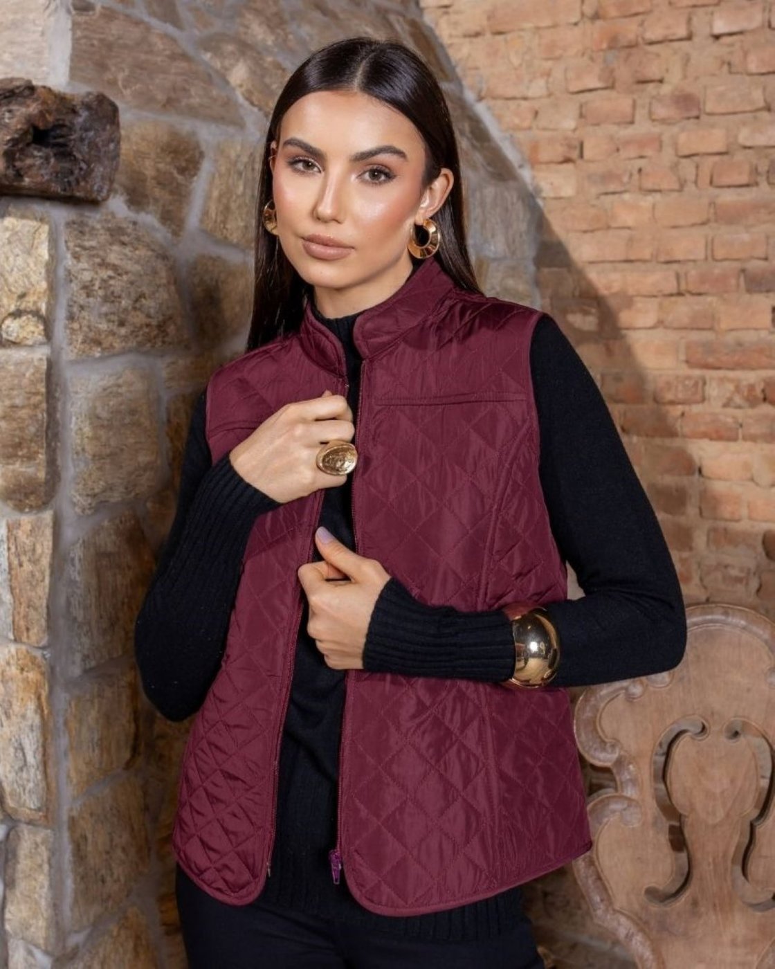 Colete de matelasse curto Jasmin