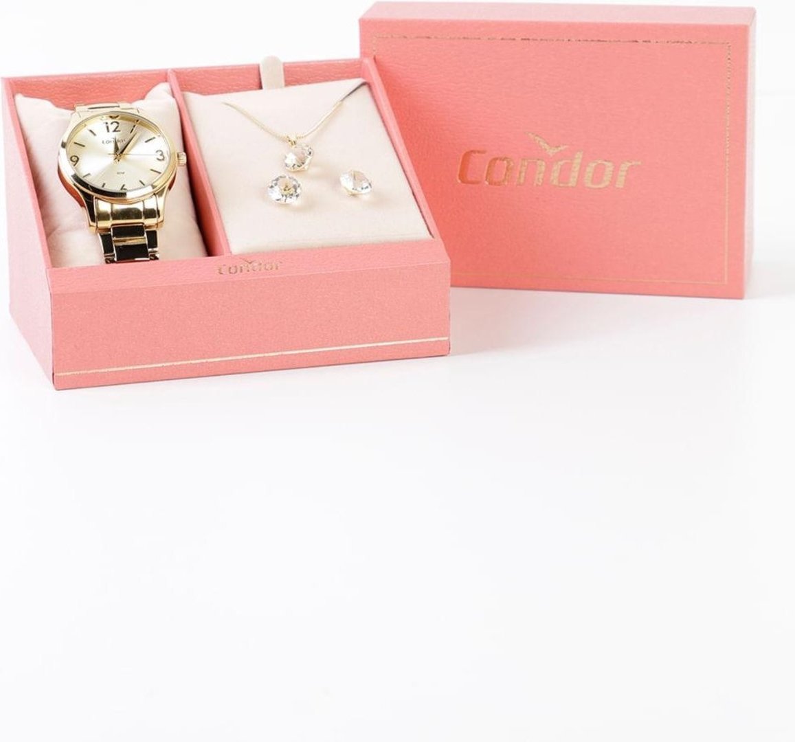 Kit Relógio Condor Feminino Dourado