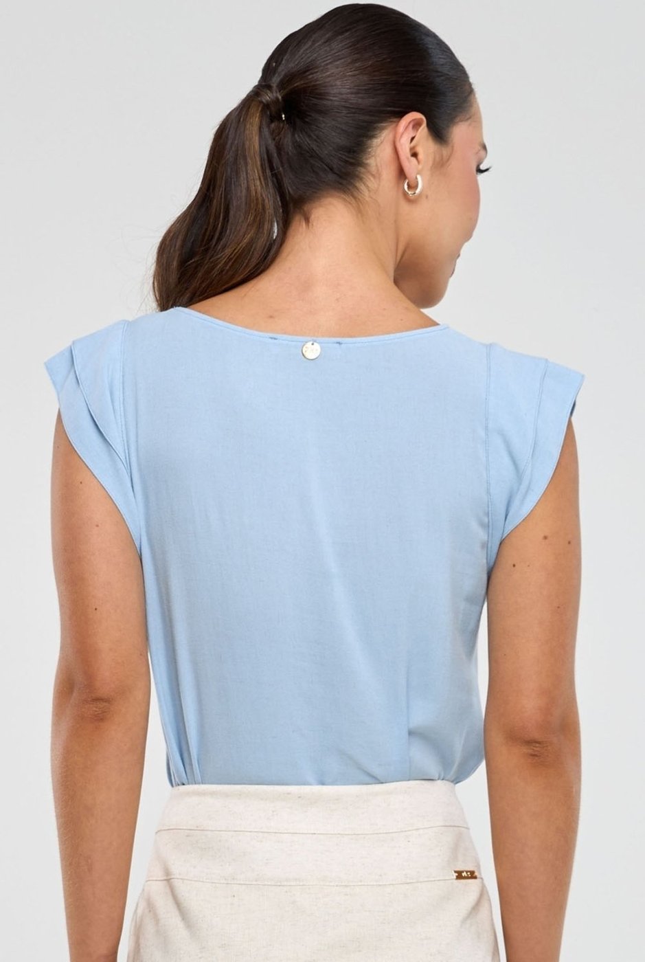 Imagem principal Blusa PKS Manga Curta Viscose Com Linho azul PKS azul