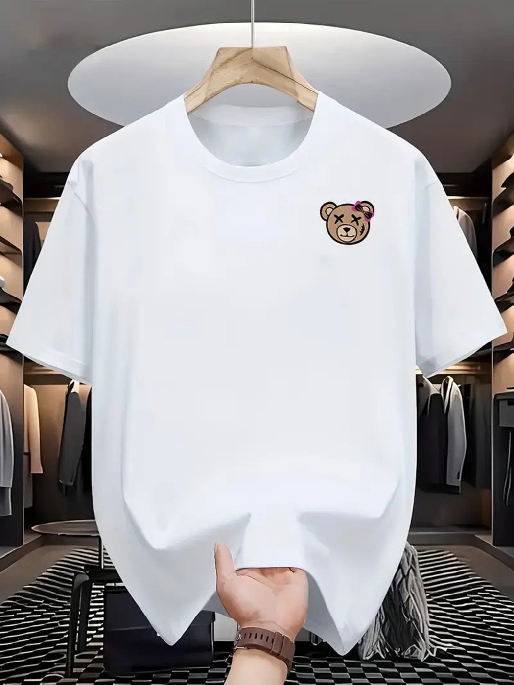 Camiseta Estampada Oversized Ursinho Safira Moda Algodão Branca