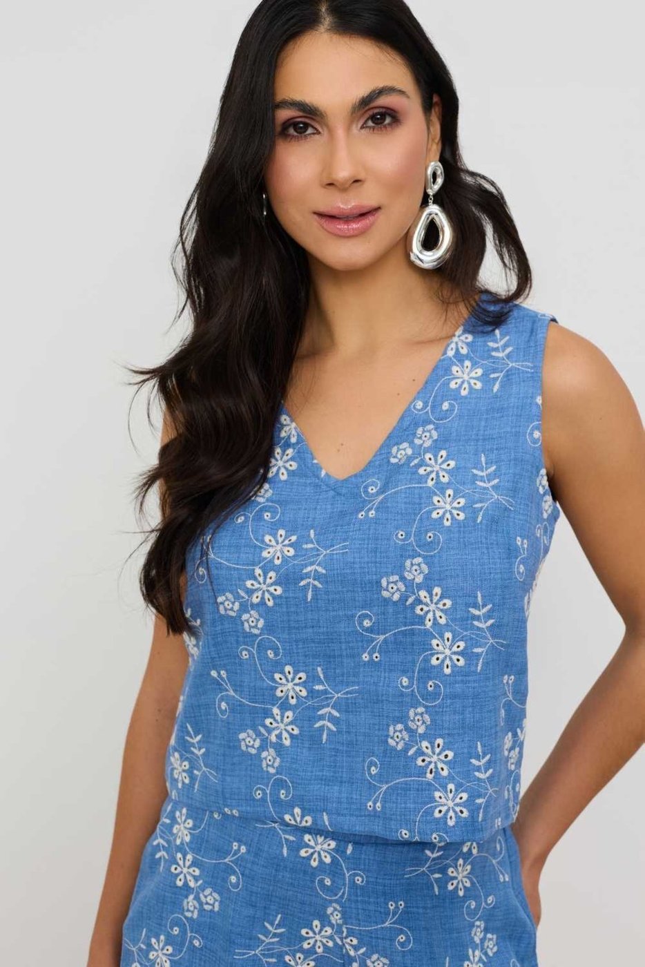 Imagem principal Regata Vanibele Bordada azul Vanibele azul