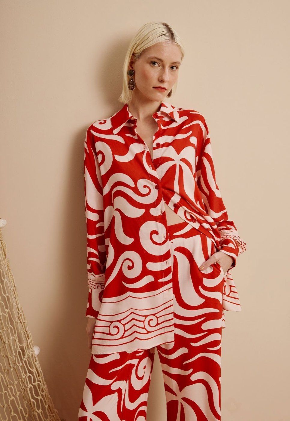 Camisa Alongada Estampada Pororoca